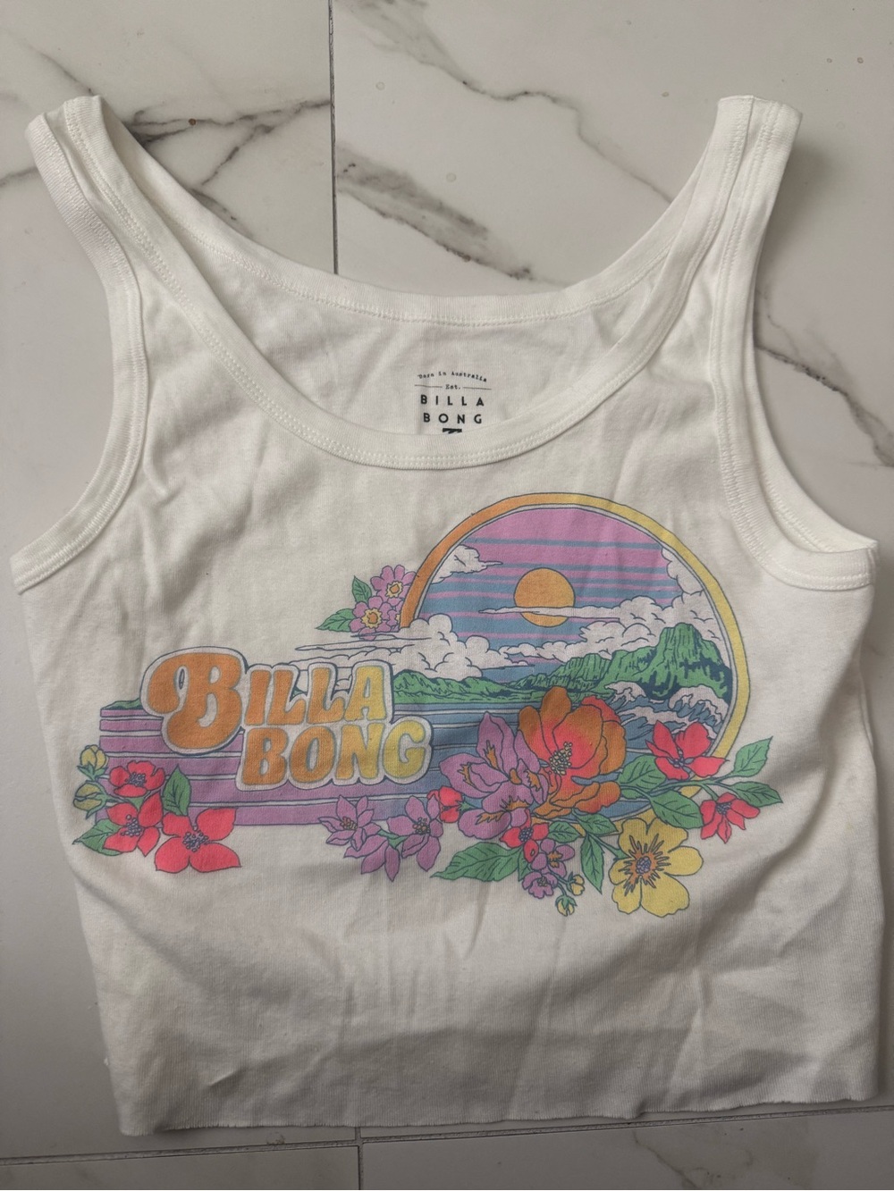 Billabong White Sunset Floral Graphic Tank